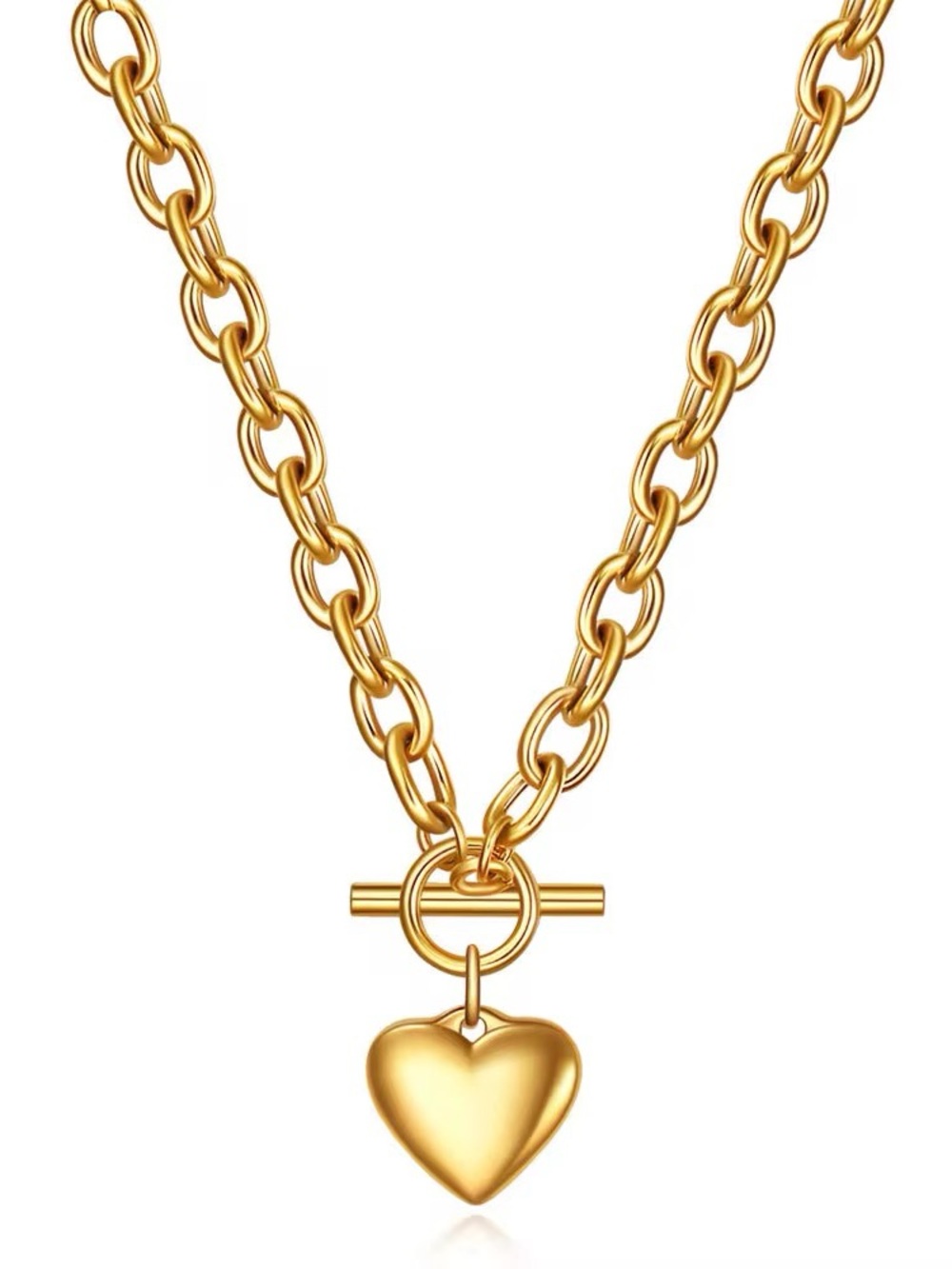 Gold Heart Toggle Necklace – Women Jewelry
